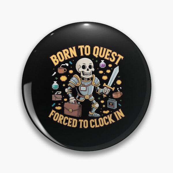 Item preview, Born to Quest Forced to Clock In Funny RPG Office Worker Skeleton T-Shirt designed and sold by SaltyBonesClub.
