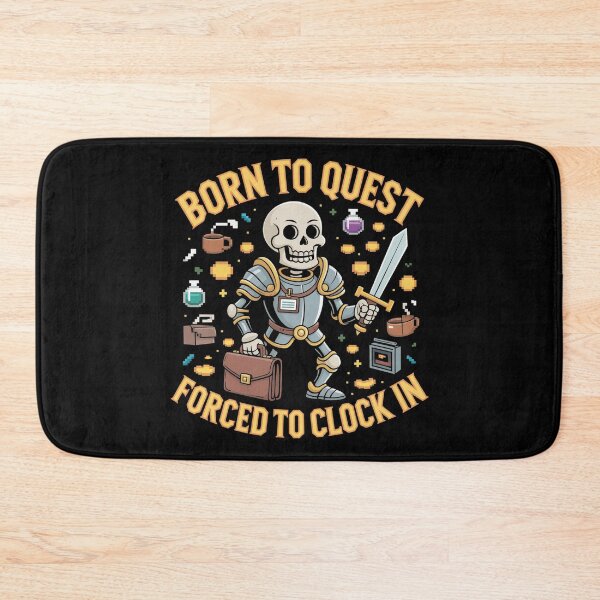 Item preview, Born to Quest Forced to Clock In Funny RPG Office Worker Skeleton T-Shirt designed and sold by SaltyBonesClub.