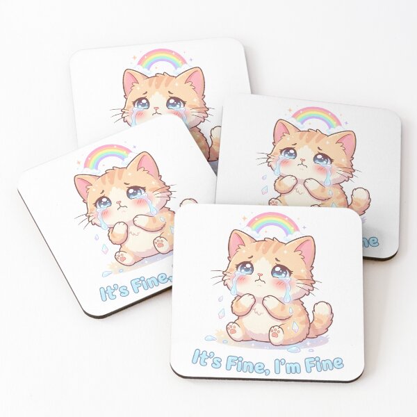 Item preview, Rainbow Crying Kawaii Cat designed and sold by Martin's_Design.