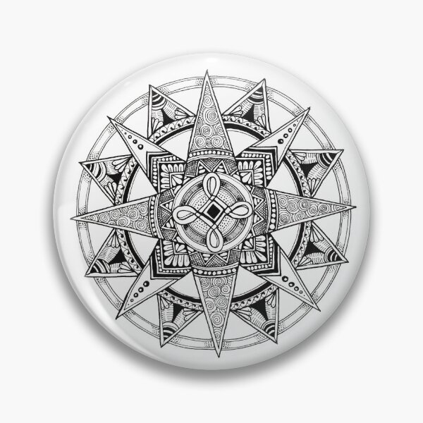 Item preview, Systir Triptych Elizabet - Hand Drawn Black White Mandala designed and sold by AJPrettyObscene.