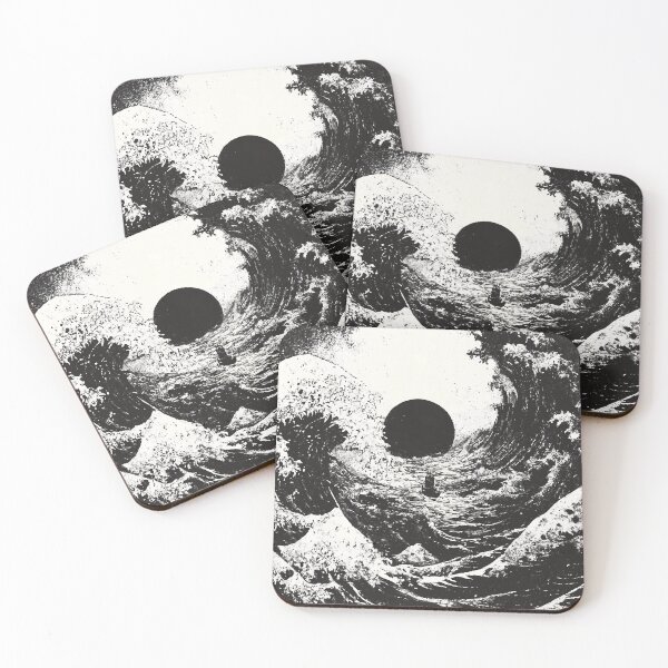 Item preview, Great dark waves of epic sea with black boat on black sunset 127sm designed and sold by 127sm.