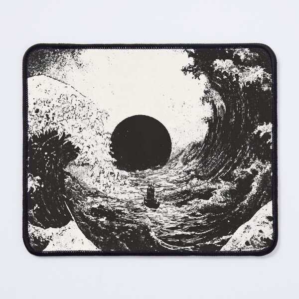 Item preview, Great dark waves of epic sea with black boat on black sunset 127sm designed and sold by 127sm.