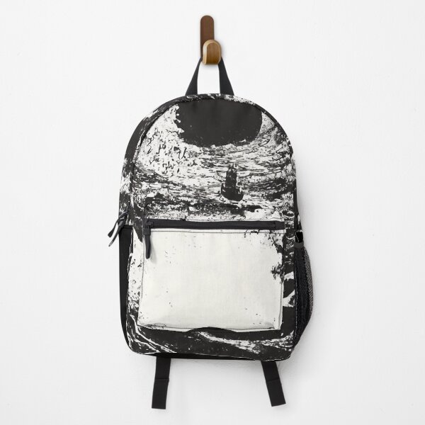 Item preview, Great dark waves of epic sea with black boat on black sunset 127sm designed and sold by 127sm.