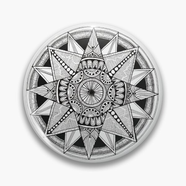 Item preview, Systir Triptych Elinborg - Hand Drawn Black White Mandala designed and sold by AJPrettyObscene.