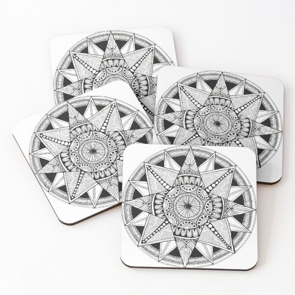 Item preview, Systir Triptych Elinborg - Hand Drawn Black White Mandala designed and sold by AJPrettyObscene.