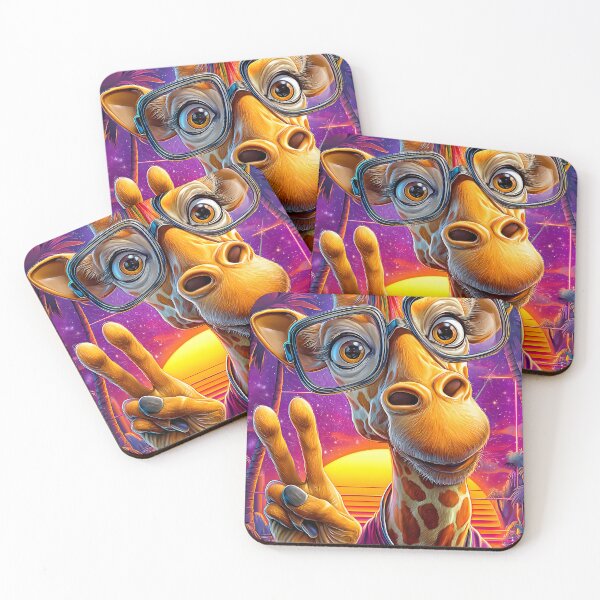 Item preview, Cool Giraffe with Glasses in a Retro Scene designed and sold by Artessie.