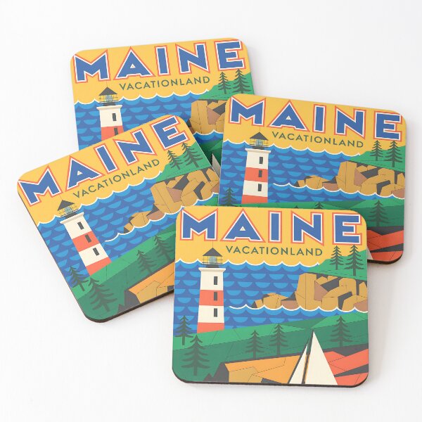 Item preview, Maine - Vintage travel poster in the style of Fernand Léger designed and sold by PrintableTravel.
