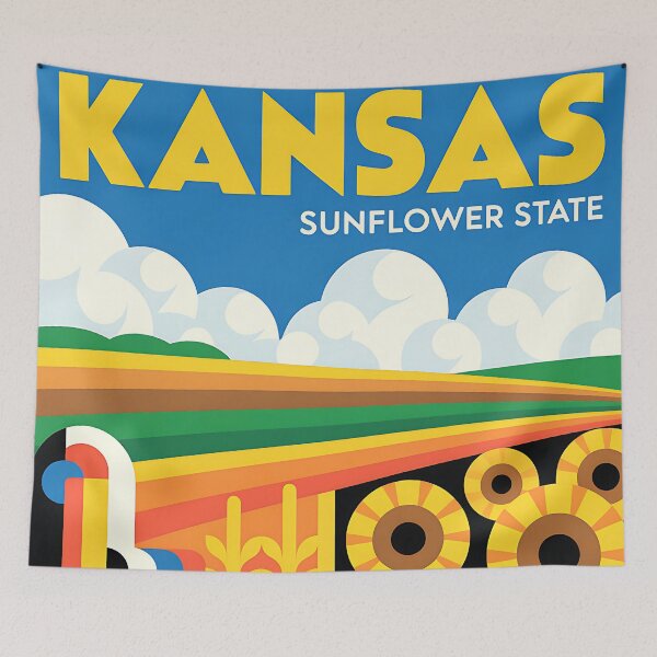 Item preview, Kansas - Vintage travel poster in the style of Fernand Léger designed and sold by PrintableTravel.