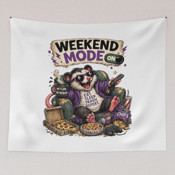 Item preview, Weekend Mode Opossum – Funny Lazy Snack Lover Design designed and sold by Clothes With Smiling Animals Walt Gral.
