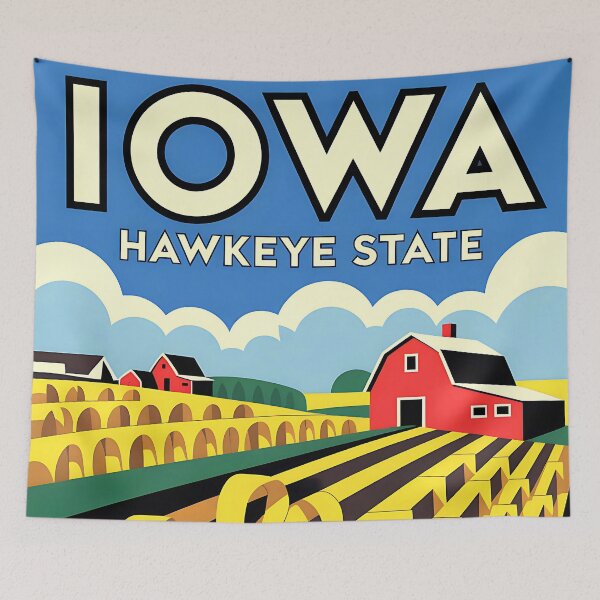 Item preview, Iowa - Vintage travel poster in the style of Fernand Léger designed and sold by PrintableTravel.