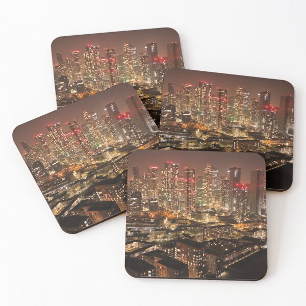 Item preview, London Canary Wharf skyline by night designed and sold by Drone Filming Hertfordshire.