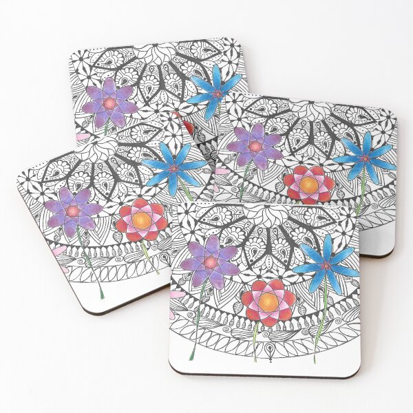 Item preview, Misty - Hand Drawn Black White Spirograph Flowers Mandala designed and sold by AJPrettyObscene.