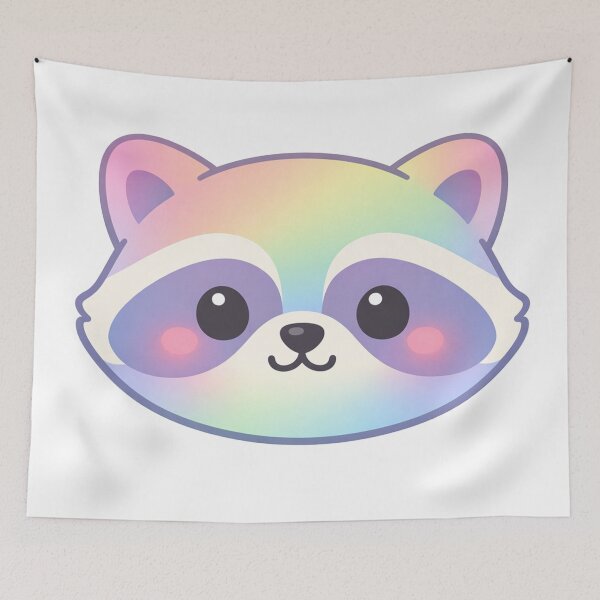 Item preview, Rainbow Raccoon Kawaii Cute Pastel Animal Face designed and sold by Owcomm.