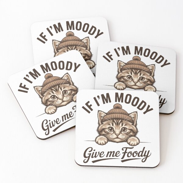 Item preview, If I’m Moody Give Me Foody Cute Cat Design Funny Food Lover Kitten Illustration designed and sold by RealCuties.