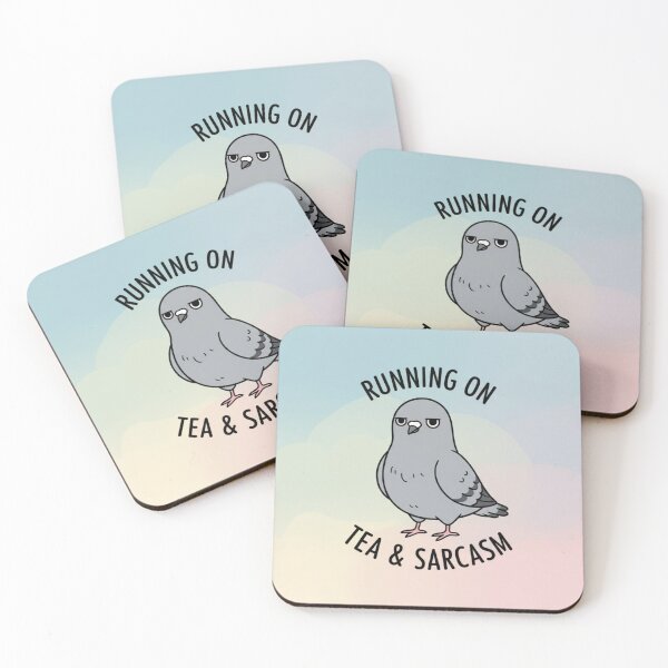 Item preview, Running on Tea and Sarcasm Pigeon - Funny Bird Pun - Grumpy Pigeon Tea Lover Art designed and sold by JLMWorks.