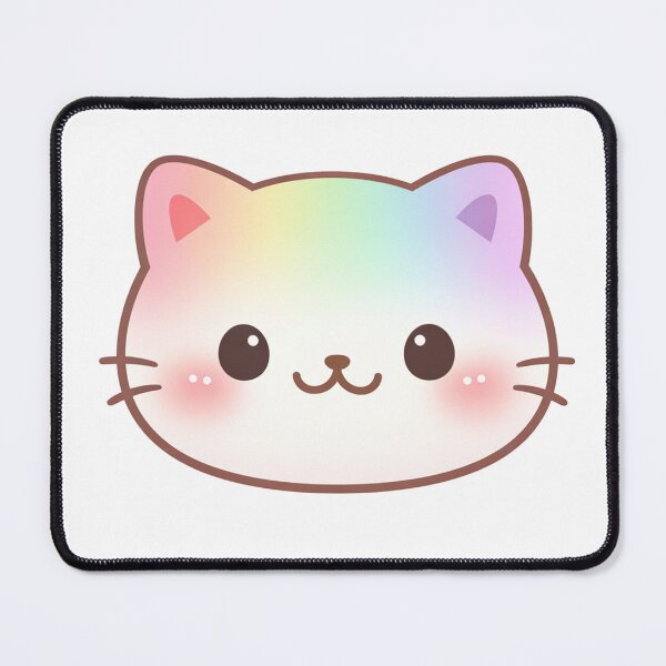 Item preview, Rainbow Pastel Kawaii Cat Face designed and sold by Owcomm.
