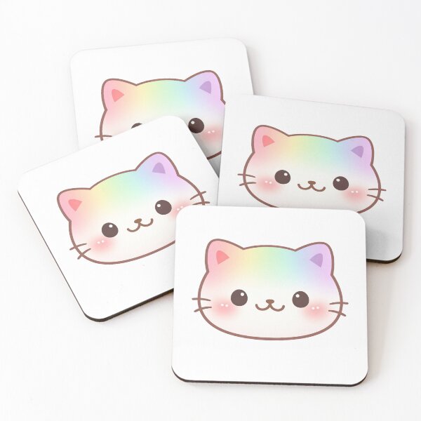 Item preview, Rainbow Pastel Kawaii Cat Face designed and sold by Owcomm.