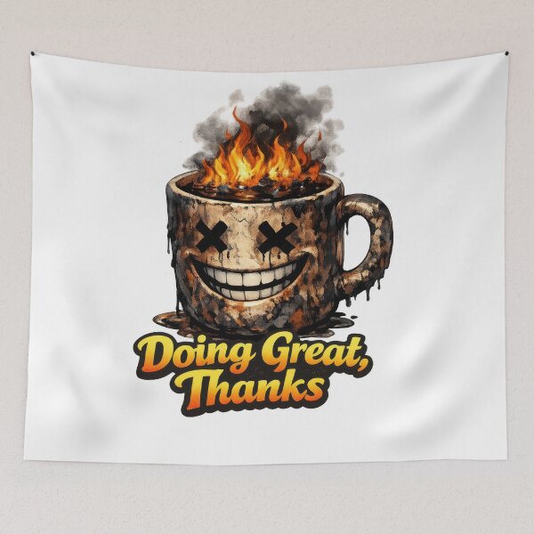 Item preview, Doing Great Thanks Flaming Skull Mug designed and sold by jgvisualarts.