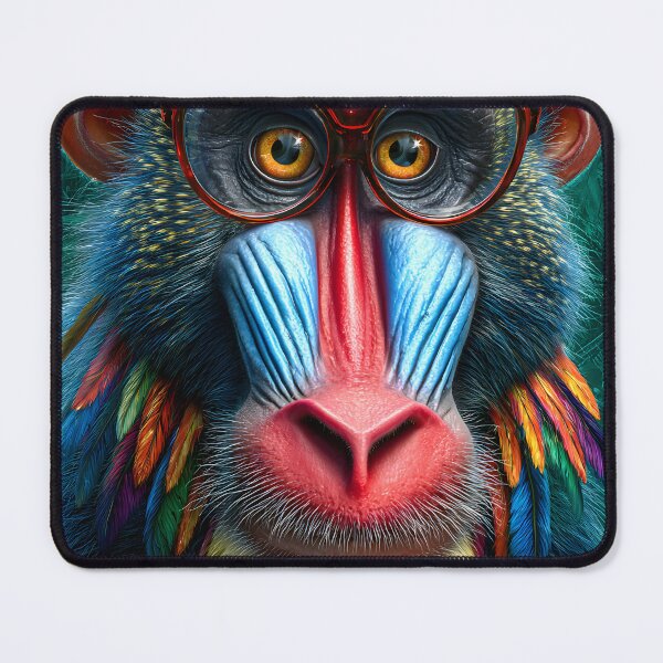 Item preview, Colorful Baboon with Glasses and Feathers designed and sold by Artessie.