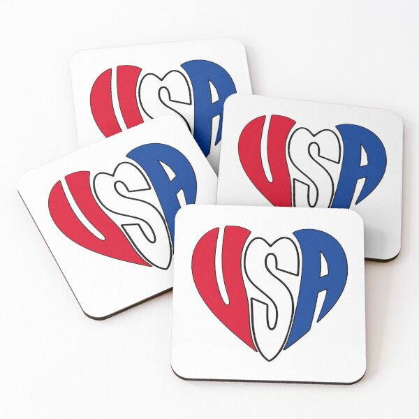Item preview, USA Red White Blue Typography Heart Shape designed and sold by Myra365Art.