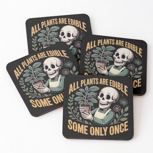 Item preview, All Plants Are Edible Some Only Once Funny Dark Humor Gardening Skeleton T-Shirt designed and sold by SaltyBonesClub.