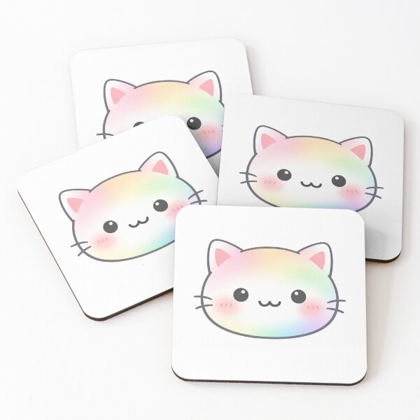 Item preview, Rainbow Pastel Kawaii Cat Face designed and sold by Owcomm.
