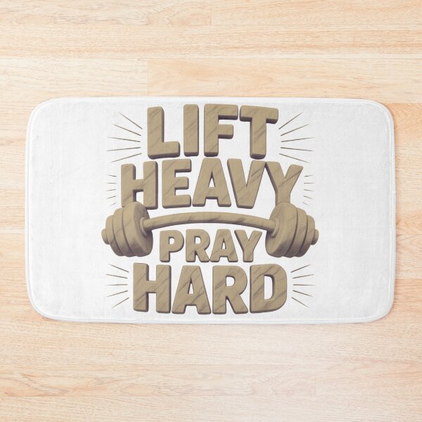 Item preview, Lift Heavy Pray Hard Modern 3D Faith Fitness Graphic T-Shirt designed and sold by MerchlyMike.