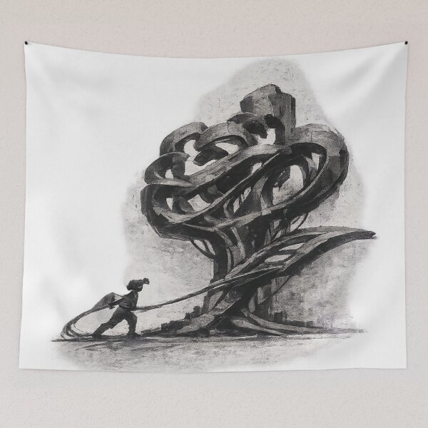 Item preview, The Root of Resilience - Black and White Abstract Tree Sketch designed and sold by InnerwayStudio.