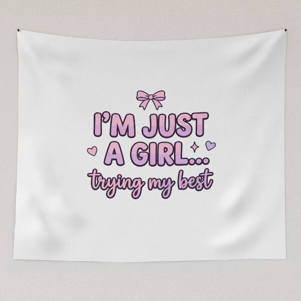 Item preview, I’m Just A Girl Trying My Best Sticker | Cute Relatable Feminine Quote | Soft Girl Aesthetic designed and sold by CutePlix.