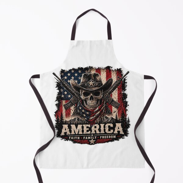 Item preview, 250 Anniversary of the USA - American Skull Cowboy - Faith Family Freedom Sticker designed and sold by Collins Design.