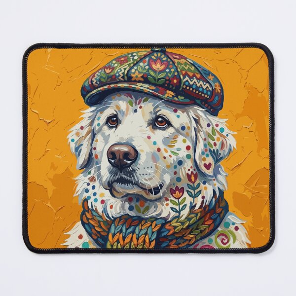 Item preview, Great Pyrenees Impasto Oil Painting - Colorful Modern Folk Art Pet designed and sold by The Real Life Symphony.