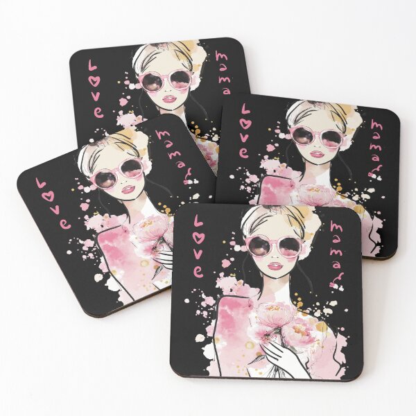 Item preview, Love Mama Chic Fashion Illustration | Trendy Mom with Pink Flowers designed and sold by StudioNoRule.