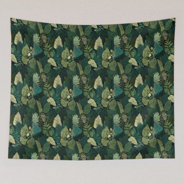 Item preview, Lush Tropical Jungle Leaves Botanical Pattern designed and sold by NicolasGlowArt.