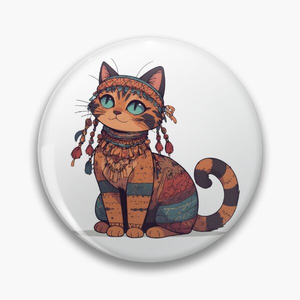 Item preview, Boho Tribal Cat Illustration with Earthy Patterns designed and sold by Karolina’s Cozy Creations.