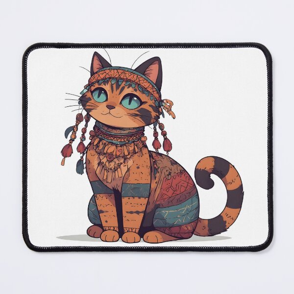 Item preview, Boho Tribal Cat Illustration with Earthy Patterns designed and sold by Karolina’s Cozy Creations.