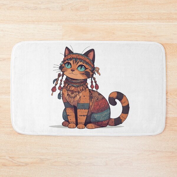 Item preview, Boho Tribal Cat Illustration with Earthy Patterns designed and sold by Karolina’s Cozy Creations.