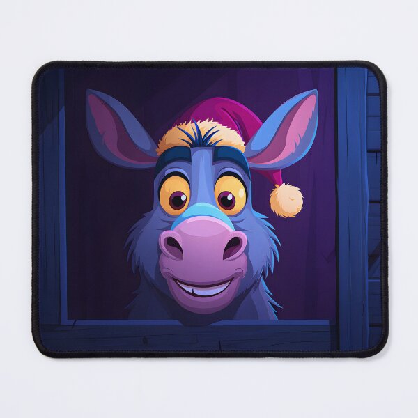 Item preview, Cheerful Cartoon Donkey Peeking with a Santa Hat designed and sold by Artessie.
