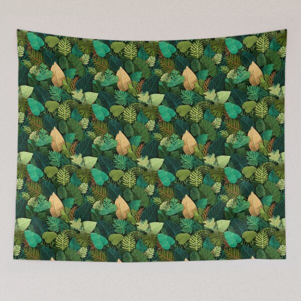 Item preview, Lush Tropical Jungle Leaves Botanical Pattern Design designed and sold by NicolasGlowArt.