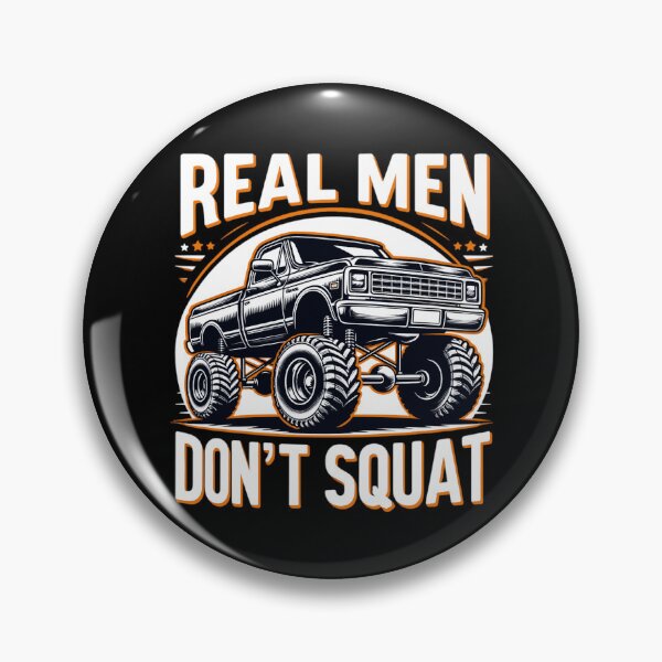 Item preview, Funny Lifted Pickup Truck Real Men Don't Squat designed and sold by VintageMashup.