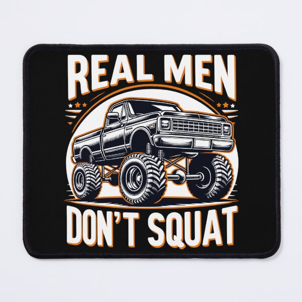 Item preview, Funny Lifted Pickup Truck Real Men Don't Squat designed and sold by VintageMashup.