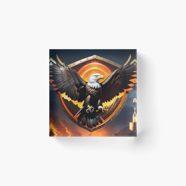 Item preview, Majestic Eagle Crest – Patriotic Shield Power Symbol Art designed and sold by Dreaming Scheming Grinding Studio.