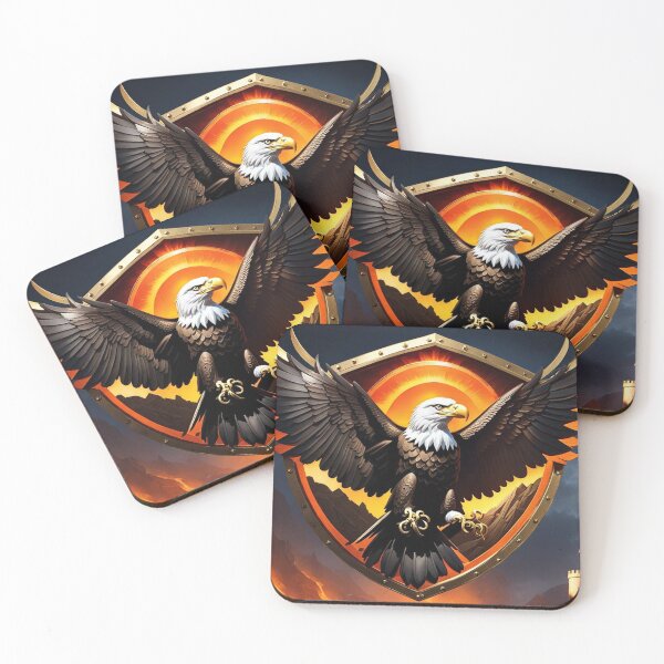 Item preview, Majestic Eagle Crest – Patriotic Shield Power Symbol Art designed and sold by Dreaming Scheming Grinding Studio.
