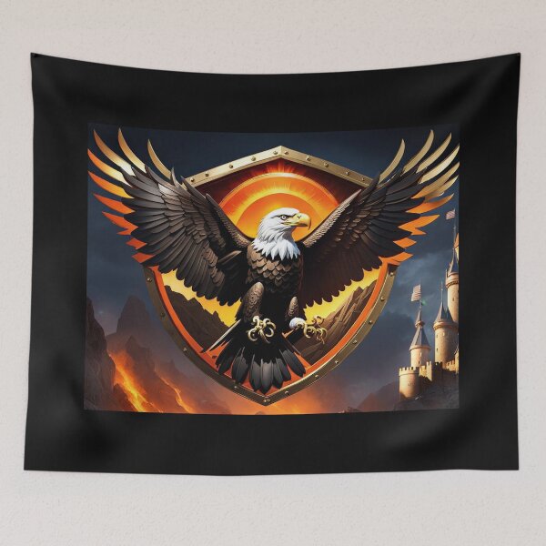 Item preview, Majestic Eagle Crest – Patriotic Shield Power Symbol Art designed and sold by Dreaming Scheming Grinding Studio.