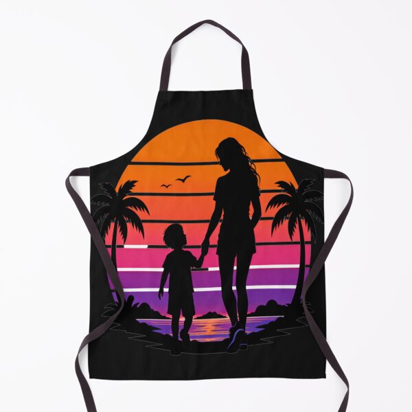 Item preview, Retro Sunset Mom and Son Tropical Beach Walk designed and sold by Tsugraf Designs.