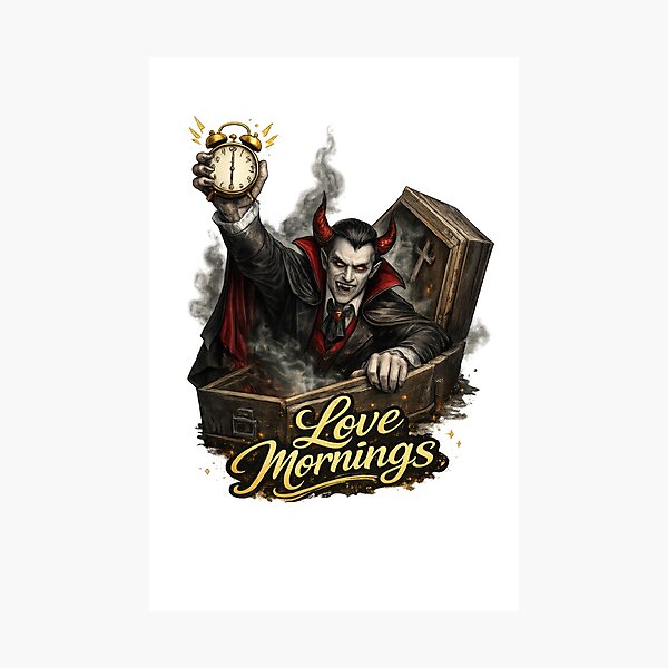 Item preview, Dracula Love Mornings Vampire Clock designed and sold by jgvisualarts.