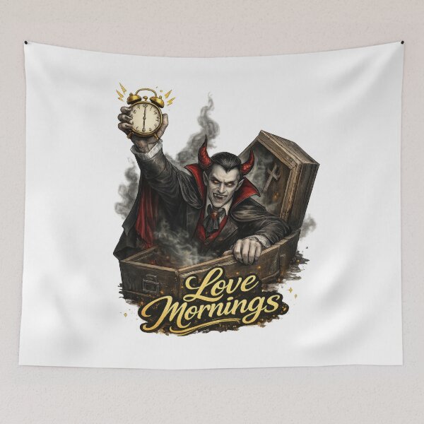 Item preview, Dracula Love Mornings Vampire Clock designed and sold by jgvisualarts.
