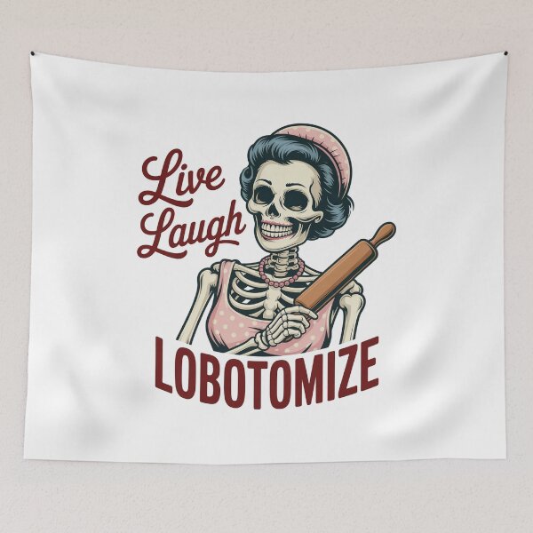 Item preview, Live Laugh Lobotomize Funny Dark Humor Retro Skeleton Anti Live Laugh Love T-Shirt designed and sold by SaltyBonesClub.