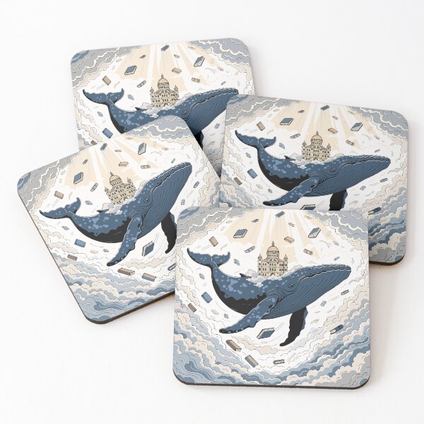 Item preview, Floating Library Whale | Flying Whale with Books | Magical Fantasy Sky Aesthetic Sticker designed and sold by inkfusionhub99.