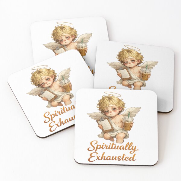 Item preview, Spiritually Exhausted Angel with Coffee designed and sold by jgvisualarts.