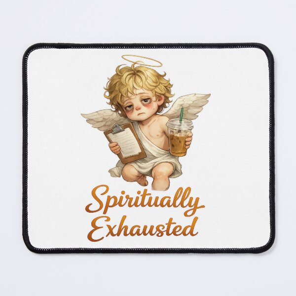 Item preview, Spiritually Exhausted Angel with Coffee designed and sold by jgvisualarts.